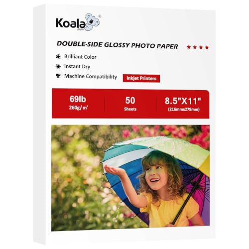 Koala Fotopapier, 21,6 x 27,9 cm, schwer, doppelseitig, glänzend, 50 Blatt, 260 g/m², nur kompatibel mit Tintenstrahldruckern Koala Fotopapier, 21,6 x 27,9 cm, schwer, doppelseitig, glänzend, 50 Blatt, 260 g/m², nur kompatibel mit Tintenstrahldruckern von KOALA PAPER
