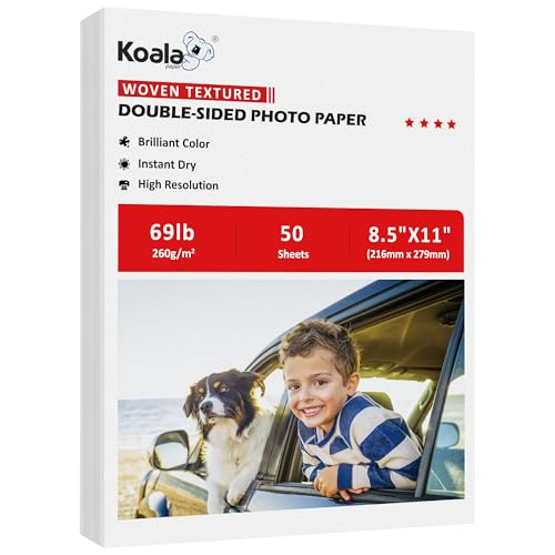 Koala Fotopapier, dick, gewebt, strukturiert, doppelseitig, 21,5 x 28,9 cm, 31,3 kg, 50 Blatt, 260 g/m², schwer, kompatibel mit Tintenstrahl- und Laserdruckern Koala Fotopapier, dick, gewebt, strukturiert, doppelseitig, 21,5 x 28,9 cm, 31,3 kg, 50 Blatt, 260 g/m², schwer, kompatibel mit Tintenstrahl- und Laserdruckern von KOALA PAPER