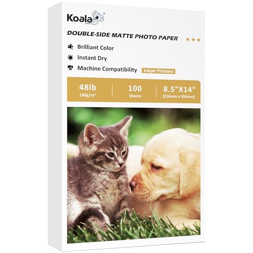 Koala Fotopapier, doppelseitig, matt, 21,6 x 35,6 cm, kompatibel mit Tintenstrahldruckern, 21,8 kg, für Präsentationen, 100 Blatt, 180 g/m² Koala Fotopapier, doppelseitig, matt, 21,6 x 35,6 cm, kompatibel mit Tintenstrahldruckern, 21,8 kg, für Präsentationen, 100 Blatt, 180 g/m² von KOALA PAPER