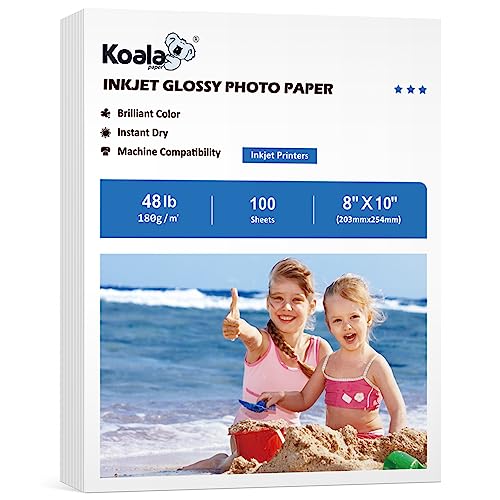 Koala Fotopapier für Tintenstrahldrucker, glänzend, 20,3 x 25,4 cm, 21,8 kg, 100 Blatt, professionelles glänzendes Fotopapier, kompatibel mit Tintenstrahldruckern, Farbstofftinte, 180 g/m² Koala Fotopapier für Tintenstrahldrucker, glänzend, 20,3 x 25,4 cm, 21,8 kg, 100 Blatt, professionelles glänzendes Fotopapier, kompatibel mit Tintenstrahldruckern, Farbstofftinte, 180 g/m² von KOALA PAPER