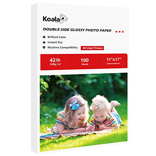 Koala Prospektpapier doppelseitig glänzend zum Bedrucken von Fotos, 100 Blatt, kompatibel mit Tintenstrahldrucker 42LB 11"X17" Koala Prospektpapier doppelseitig glänzend zum Bedrucken von Fotos, 100 Blatt, kompatibel mit Tintenstrahldrucker 42LB 11"X17" von KOALA PAPER