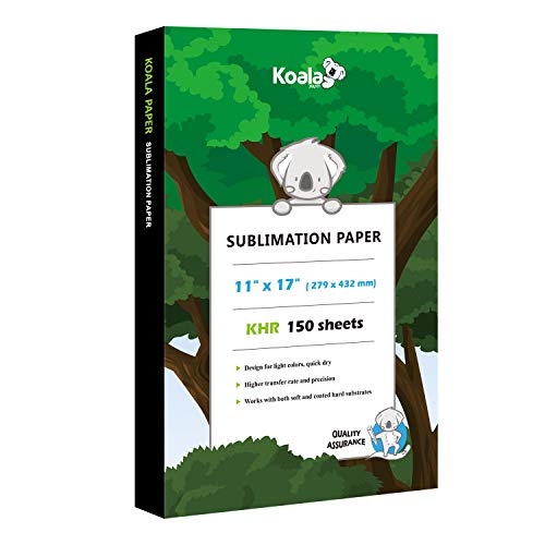 Koala Sublimationspapier, 150 Blatt, 27,9 x 43,2 cm, für Wärmeübertragung, DIY-Geschenk, kompatibel mit Tintenstrahl-Sublimationsdruckern, 105 g/m² von KOALA PAPER