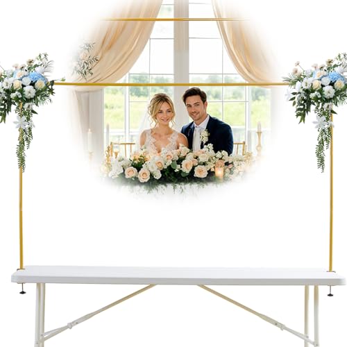 (108-250 CM, H) Verstellbar Tischbogen mit Klemmen, Hochzeitsbogen-Hintergrundrahmen, Gold Stand Metall Hochzeit Bogen für Geburtstagsfeier Hochzeit Zeremonie Brautdusche Jubiläum Dekor von KOAVAE
