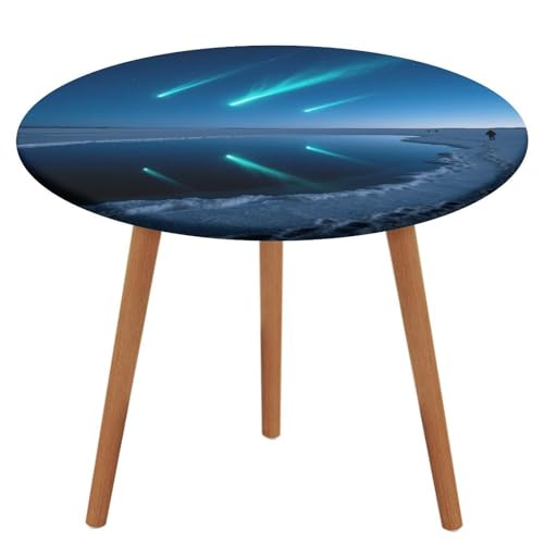 KOAYUBFC Tischdecke, rund, wasserdicht, elastischer Rand, Aurora-Meteore und Pfade, wasserdicht, Oxford-Stoff, 100–130 cm von KOAYUBFC