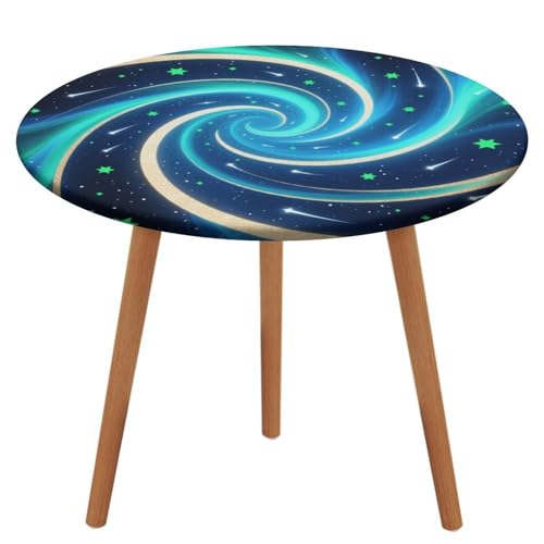 KOAYUBFC Tischdecke, rund, wasserdicht, elastischer Rand, Aurora-Wirbel-Tischdecke, wasserdichtes Oxford-Gewebe, 100–130 cm von KOAYUBFC