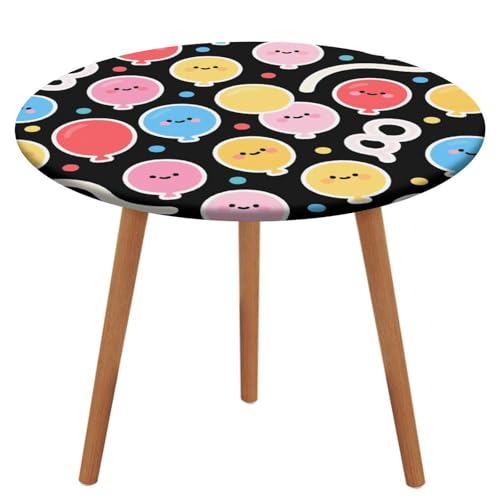 KOAYUBFC Tischdecke, rund, wasserdicht, elastischer Rand, Ballonschlangen, Tischdecke, wasserdichtes Oxford-Gewebe, 100–130 cm von KOAYUBFC