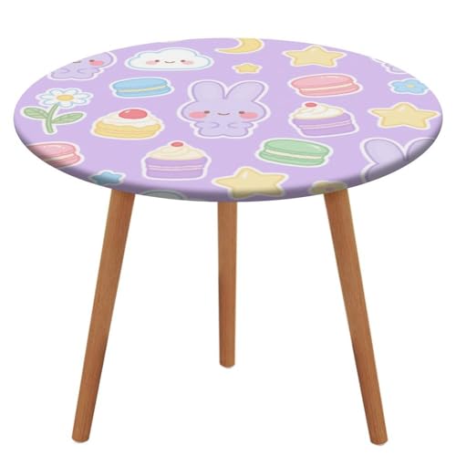 KOAYUBFC Tischdecke, rund, wasserdicht, elastischer Rand, Hasenkuchen-Tischdecke, wasserdichtes Oxford-Gewebe, 100–130 cm von KOAYUBFC