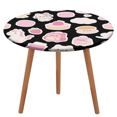 KOAYUBFC Tischdecke, rund, wasserdicht, elastischer Rand, Pony-Burger-Tischdecke, wasserdichtes Oxford-Gewebe, 100–130 cm von KOAYUBFC