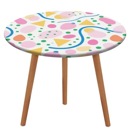 KOAYUBFC Tischdecke, rund, wasserdicht, elastischer Rand, Süßigkeiten-Geometrie-Tischdecke, wasserdichtes Oxford-Gewebe, 100–130 cm von KOAYUBFC