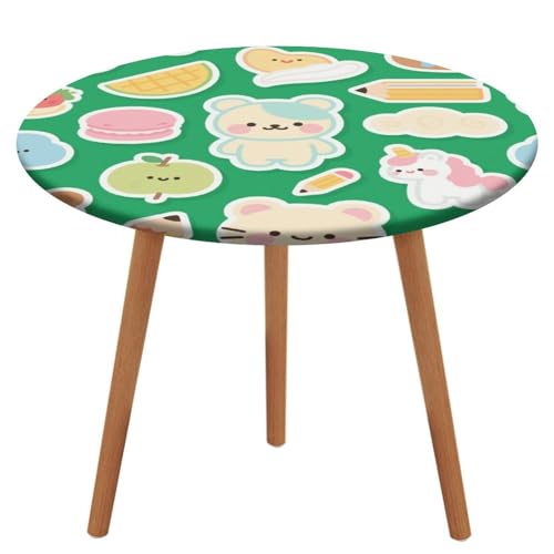 KOAYUBFC Tischdecke, rund, wasserdicht, elastischer Rand, grüne Obstbär-Tischdecke, wasserdichtes Oxford-Gewebe, 100–130 cm von KOAYUBFC