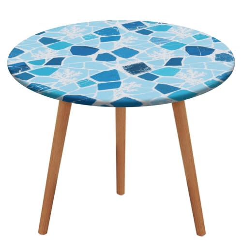 KOAYUBFC Tischdecke, rund, wasserdicht, elastischer Rand, rissige Glas-Tischdecke, wasserdichtes Oxford-Gewebe, 100–130 cm von KOAYUBFC
