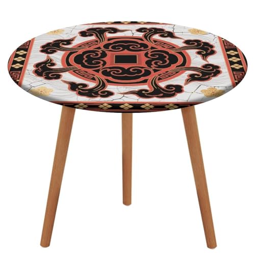 KOAYUBFC Tischdecke, rund, wasserdicht, elastischer Rand, verheißungsvolle Wolken und Blumen, wasserdichtes Oxford-Gewebe, 100–130 cm von KOAYUBFC