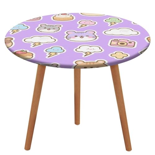 KOAYUBFC Tischdecke, rund, wasserdicht, elastischer Rand, violett, Hamster-Lightning-Tischdecke, wasserdichtes Oxford-Gewebe, 100–130 cm von KOAYUBFC