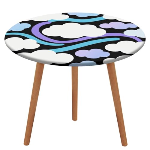 KOAYUBFC Tischdecke, rund, wasserdicht, elastischer Rand, weiche Wolken, wasserdicht, Oxford-Stoff, 100–130 cm von KOAYUBFC