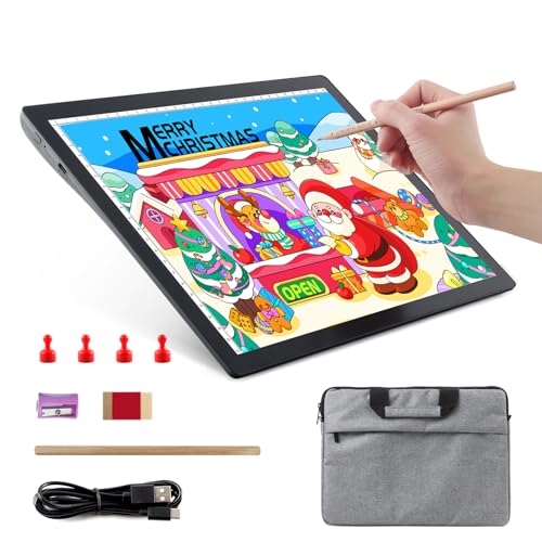 Diamond Painting Zubehör Leuchttisch A4 - Wiederaufladbare Light Pad, Tragbares Batteriebetriebene LED lichtpad mit Tasche, 5 Stufen dimmbare Helligkeit Leuchtplatte für Zeichnen von KOBAIBAN