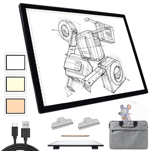 Leuchttisch A3 Light Pad mit Tasche - Diamond Painting ZubehöR Leuchtplatte, Tragbares Wiederaufladbare Batteriebetriebene Leuchtkasten, 3 Farben 6 Helligkeitsstufen LED Leuchttisch für Abpausen Leuchttisch A3 Light Pad mit Tasche - Diamond Painting ZubehöR Leuchtplatte, Tragbares Wiederaufladbare Batteriebetriebene Leuchtkasten, 3 Farben 6 Helligkeitsstufen LED Leuchttisch für Abpausen von KOBAIBAN