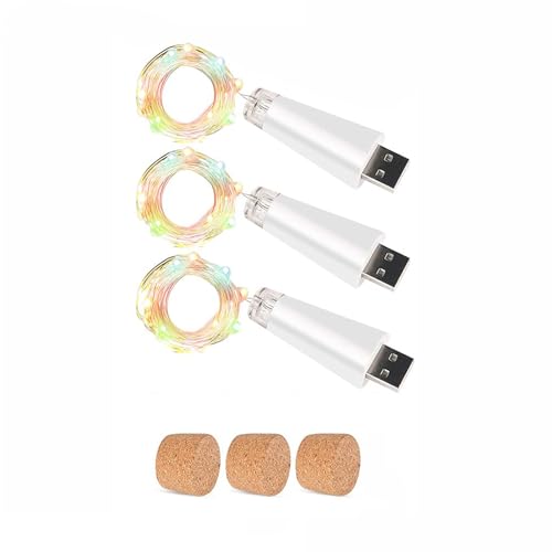 KOBWA Weinflaschen Korklichter, USB-aufladbare 15 LED Kupfer-Stringlichter, 59 Zoll – für DIY Flaschendekoration, Hochzeit, Party, Heim, Außenbereich, Garten und Weihnachtsdekoration von KOBWA