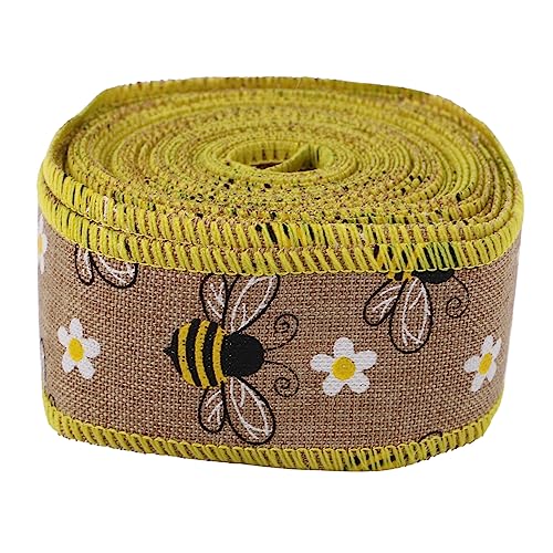 KOCKSHION 1 Rolle Bienenmuster DIY Geschenkband für Verpackungen Yards Hochwertiges Glattes Satinband für Dekoration für Babyparty Abschiedsfeier und Frühlingsfeste von KOCKSHION