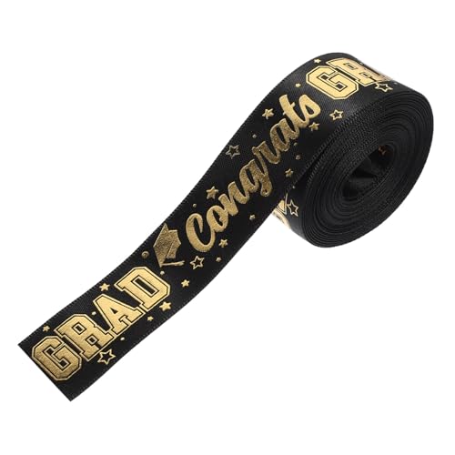 KOCKSHION 1 Rolle Diy Geschenkbänder zur Graduierung Schwarzes Polyesterband mit Goldfarbener Prägung Yards und Breit für Geschenkverpackung und Partydekoration von KOCKSHION