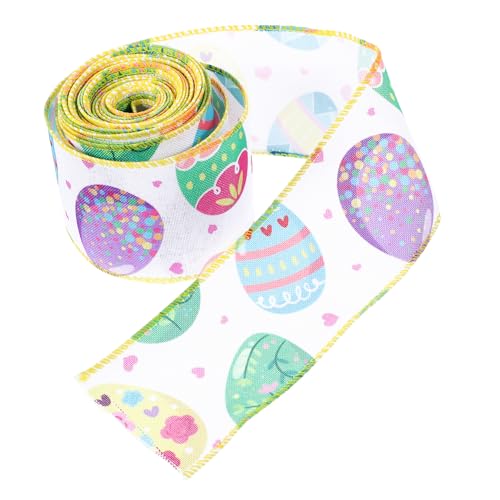 KOCKSHION 1 Rolle Geschenkverpackungsbänder verdrahtetes Band Basteln wickeln Bänder nähen geschenkband ostern ostergeschenk verpackung Ostern Stoffband Osterband verdrahtet betäuben von KOCKSHION