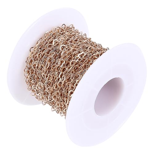KOCKSHION 1 Rolle Herz Kette Diy Schmuck Zubehör Liebevolle Interlock Kette Kupfer Breit für Armbänder und Kreative Projekte Perfektes zum Geburtstag von KOCKSHION