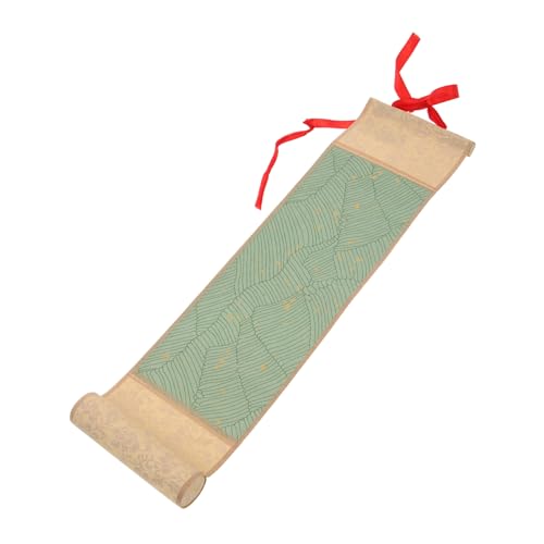 KOCKSHION 1 Rolle Mini Kalligraphie Scroll Papier Leeres Tragbares Kalligraphiepapier für Kunst Schreiben Dekoration Vintage Design Matcha Grün mit Blattmuster für Chinesische Malerei und von KOCKSHION