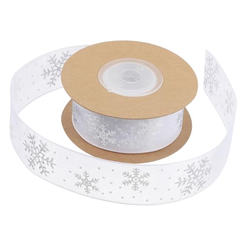 KOCKSHION 1 Rolle Silberes Schneeflockenband Winterbänder Schneeflockenband verdrahtet Bänder für Handwerk Band für Blumenstrauß Wickelband Schneeband Chiffon Weiß von KOCKSHION