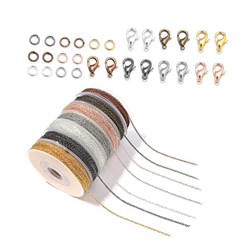 KOCKSHION 1 Satz DIY Schmuckkette Elektropulverbeschichtete Kette mit Lobster Clips und Ringen Farben für Armband und Bastelprojekte von KOCKSHION