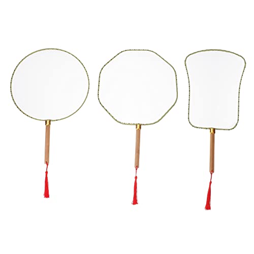 KOCKSHION 1 Satz Diy Blanko Fans Für Handgemachte Malerei Fans Mit Holzgriffen Für Kreative Projekte Kunst Und Bastelaktivitäten Zufällige Farbe 3 Stück von KOCKSHION