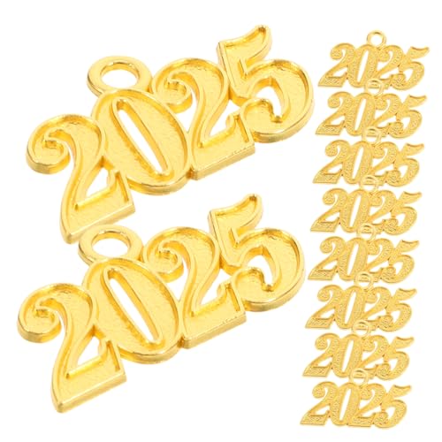 KOCKSHION 10 Stück 2025 Abschlussquasten Anhänger 2025 Abschlussquasten Charm Abschlusskappe 2025 Abschlussjahr Siegelquastenkappen 2025 Quasten Charm 2025 Charms Absolventenhut Hat Metall von KOCKSHION