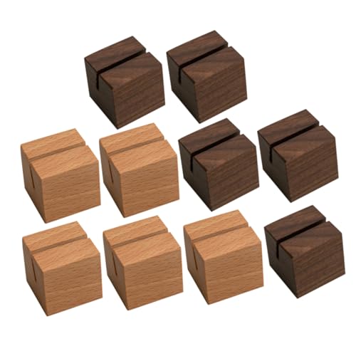 KOCKSHION 10 Stück Holz Kartenhalter Quadratische Basis für Fotos Notizen und Visitenkarten für Büro Party und Wohnraumdekoration und von KOCKSHION