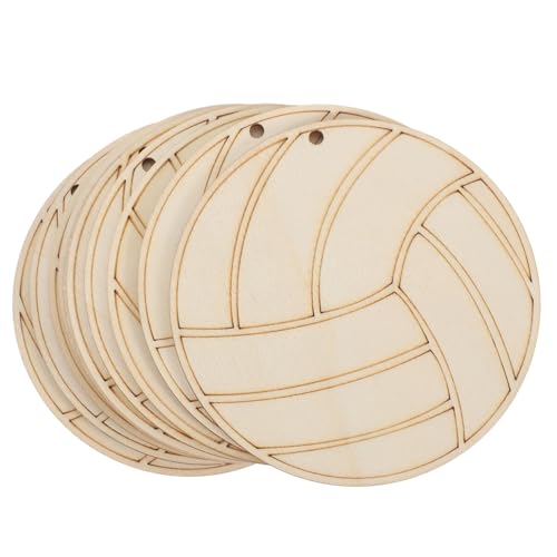 KOCKSHION 10 Stück Holzscheiben Volleyball Diy Handwerkskunst Unvollendete Holzplatten für Kreative Bastelprojekte Malspielzeug für Dekoration und Bildung von KOCKSHION