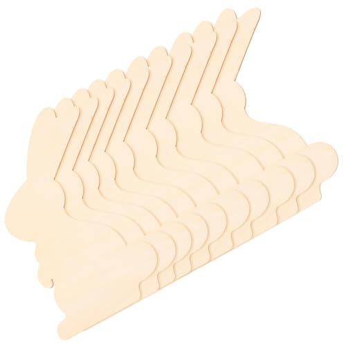 KOCKSHION 10 Stück Holzspäne in Hasenform Bausätze handbemalt Kaninchenfigur Hasen Dekorationen individuell basteln ostern osterbasteln Kaninchendekor Häschenausschnitte aus Holz zum Basteln von KOCKSHION