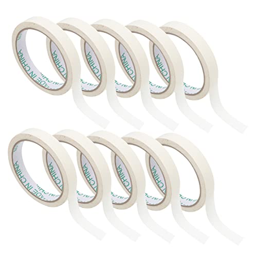 KOCKSHION 10 Stück Krepppapier Klebeband Einseitiges Masking Tape für Malerarbeiten Wiederablösbar für Auto und Möbel Spritzarbeiten Stark Haftend und Beschriftbar von KOCKSHION