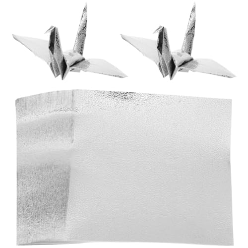 KOCKSHION 100 Blatt Faltpapier Einseitiges Origami Papier Silber DIY Bastelpapier für Kinderhandwerk Dekoration und Kreative Projekte für Bastelarbeiten und Familientätigkeiten von KOCKSHION