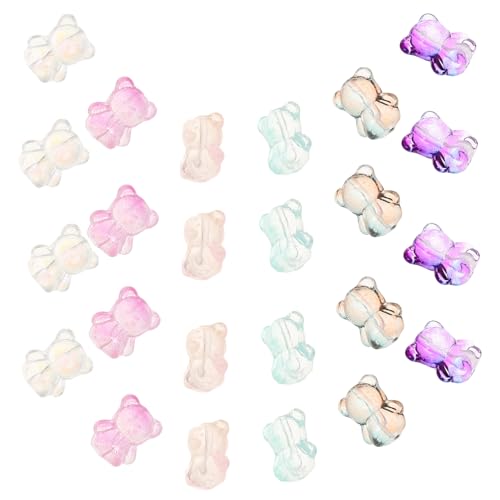 KOCKSHION 100 Stück DIY Bärenperlen Glaskunst Bären Charms Bastelzubehör für Armbänder und Schmuckherstellung für Kreative Projekte Zufällige Farbe Zufällige Farbe von KOCKSHION
