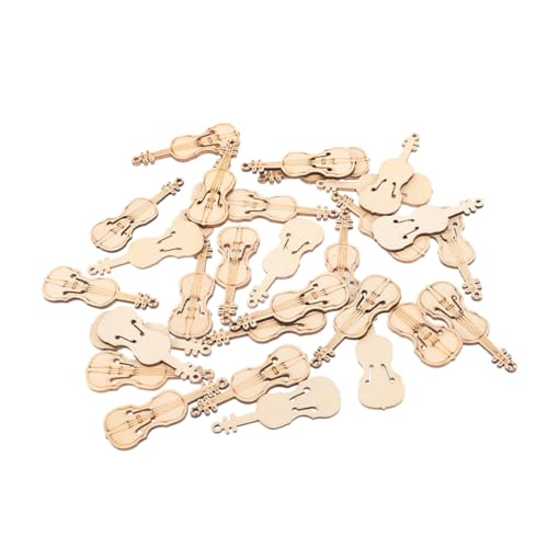 KOCKSHION 100 Stück Hölzerne Geigenanhänger Musik Liefert Gitarrenzauber Musikverzierung Mini-gitarrenverzierungen Gitarren-partydekorationen Gitarrendekor Diy Bastelausschnitte Holz Beige von KOCKSHION