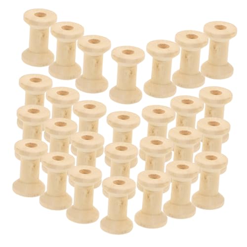 KOCKSHION 100 Stück Holzspule Leere Spulen Spulenhalter Aus Holz Holzfadenspulen Holzspindeln Für Bastelarbeiten Leere Fadenspulen Kiefernholz von KOCKSHION