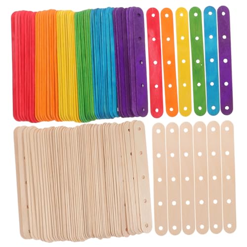 KOCKSHION 100 Stück Naturfarbene Jumbo Holz Bastelstäbe Bunte Eisstiele für DIY Projekte Kunsthandwerk und Modellbau Farbige Naturfarbene von KOCKSHION