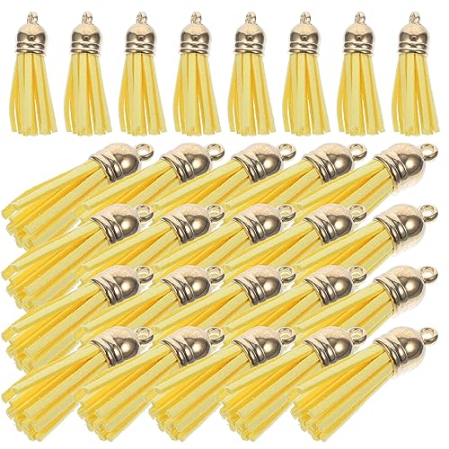 KOCKSHION 100 Stück Quastenschmuck Reiz Für Klein Schlüsselbund Zubehör Trendy Charme Geldbörsenanhänger Mit Quaste Mini-bastelquasten Quaste Schlüsselanhänger Yellow Leder KOCKSHION 100 Stück Quastenschmuck Reiz Für Klein Schlüsselbund Zubehör Trendy Charme Geldbörsenanhänger Mit Quaste Mini-bastelquasten Quaste Schlüsselanhänger Yellow Leder von KOCKSHION