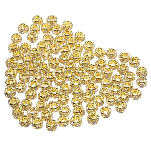 KOCKSHION 100 Stück Rondelle Spacer Perlen für DIY Schmuckherstellung Goldene Strasssteine für Armbänder und Handwerksprojekte Leichte und Tragbare Bastelperlen für Kreative Dekorationen von KOCKSHION
