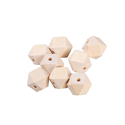 KOCKSHION 100 Stück Unlackierte Holzperlen Octagonal DIY Bastelperlen Natürlichem Holz für Schmuckherstellung und Kreative Projekte für Kunsthandwerk von KOCKSHION