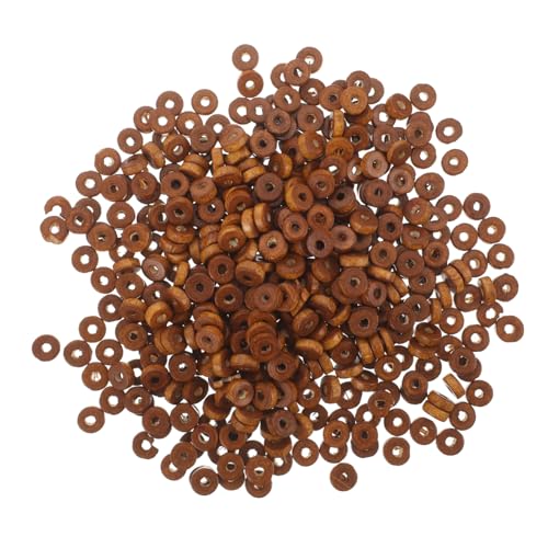KOCKSHION 1000Stücke Kaffeefarbene Holzperlen für DIY Schmuck Multifunktionale Perlen mit Loch für Armbänder und Bastelarbeiten Hochwertige Flache Runde Holzperlen von KOCKSHION