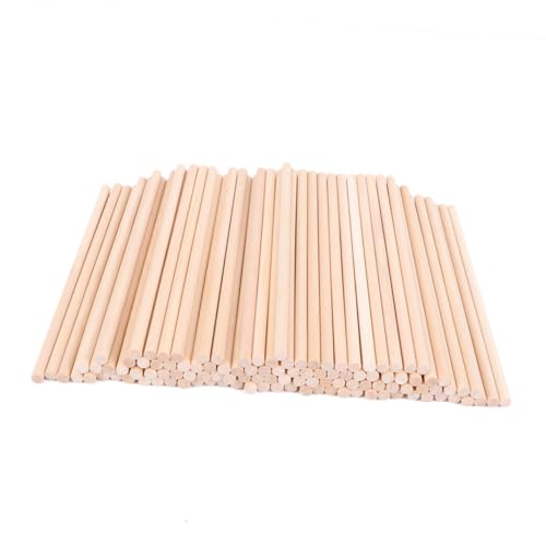 KOCKSHION 100Stücke Holz Runddübel Stangen Handwerkssticks für DIY Modellbau Basteln und Holzarbeiten Langlebig und Vielseitig Einsetzbar für Projekte von KOCKSHION