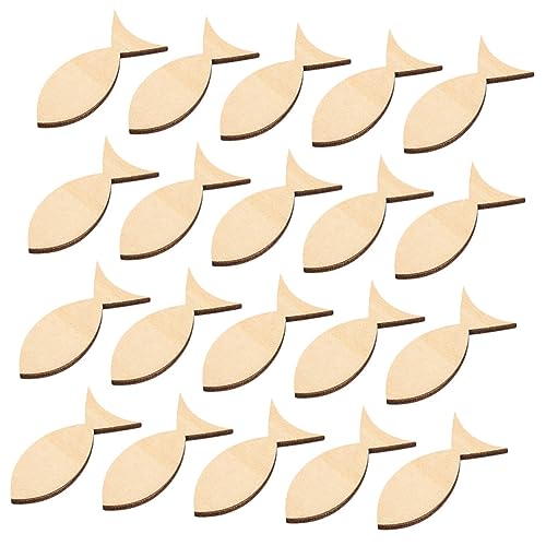 KOCKSHION 100Stücke Holzfisch DIY Verzierungen Unbehandelte Holzscheiben für Kreative Bastelprojekte für Tischdeko und Handarbeiten mit Familie und Freunden von KOCKSHION