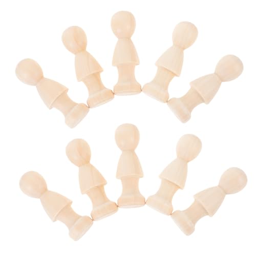 KOCKSHION 10Stücke DIY Holzpflockpuppen Unvollendete Malpuppen Natürlichem Holz Bastelpuppen zum Bemalen für Erwachsene Zubehör für Puppenhäuser und DIY Projekte von KOCKSHION