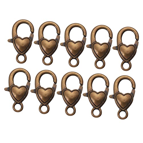 KOCKSHION 10Stücke Legierung Hummer Verschlüsse mit Liebesmuster für Schmuckherstellung DIY Schlüsselbund und Bastelprojekte Robuste und Langlebige Verschlüsse Bronze von KOCKSHION