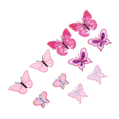 KOCKSHION 10Stücke Rosa Stickapplikationen DIY Stoffaufnäher Bekleidungszubehör für Kreative Nähprojekte zum Aufbügeln oder Annähen Kleidung und Textilien von KOCKSHION