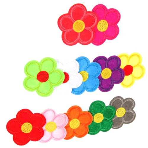 KOCKSHION 12 Stück Blumen Stickerei Patches zum Aufbügeln DIY Flicken für Kleidung und Taschen Langlebige Applikationen zur Dekoration und Reparatur von Jeans Jacken und von KOCKSHION