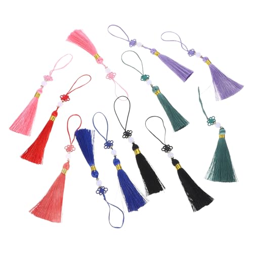 KOCKSHION 12 Stück Teiliges Chinesischer Knoten Quasten Anhänger DIY Handy Lanyard Deko für Neujahr Glücksbringer für Chinesische Feste Langlebig und Traditionell Rot Schwarz Grün Lila und von KOCKSHION